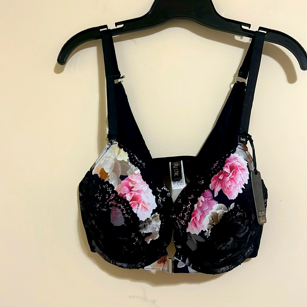 NWT City Chic Raine Pu Bra black size 36E